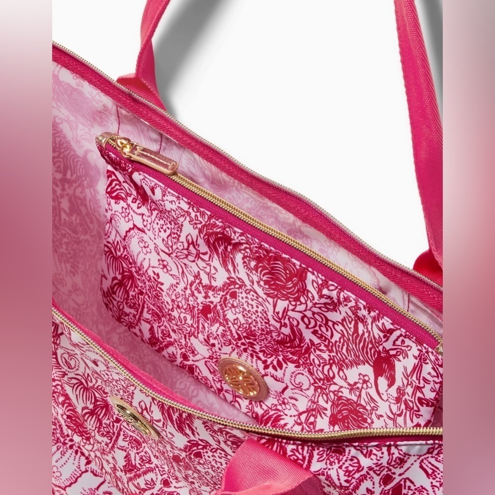 Lilly Pulitzer Raspberry Rouge Floral Piper Packable Tote - Picture 5 of 7